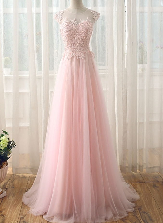 Designer Long Pink Beading Lace Evening Dress With Long Sleeves main image 1