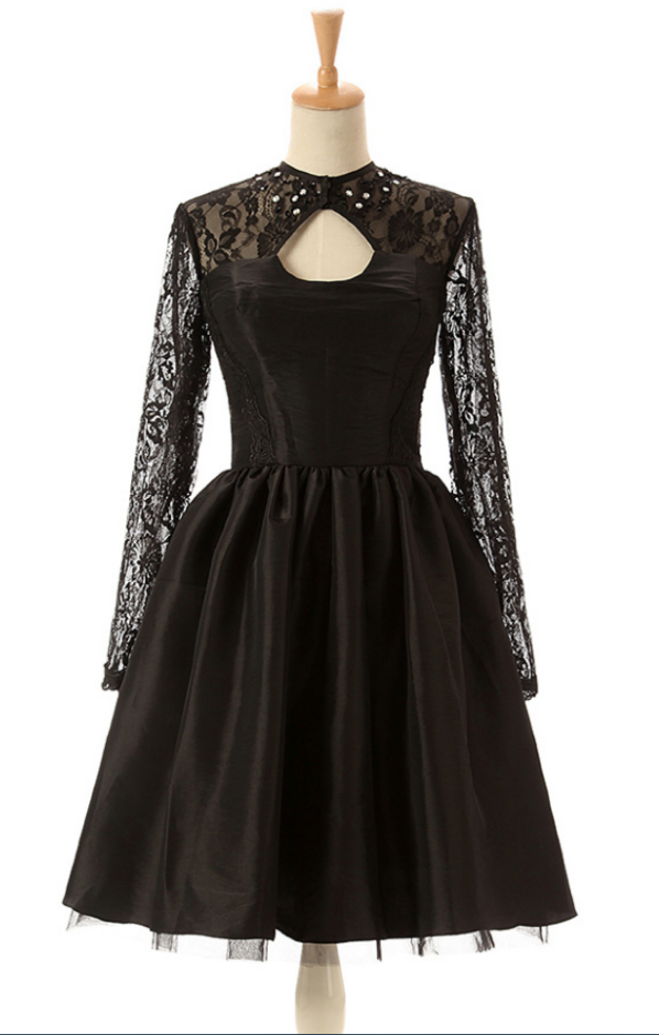 Black Lace Homecoming Dresses, High Neck Homecoming Dress With Key Hole ...