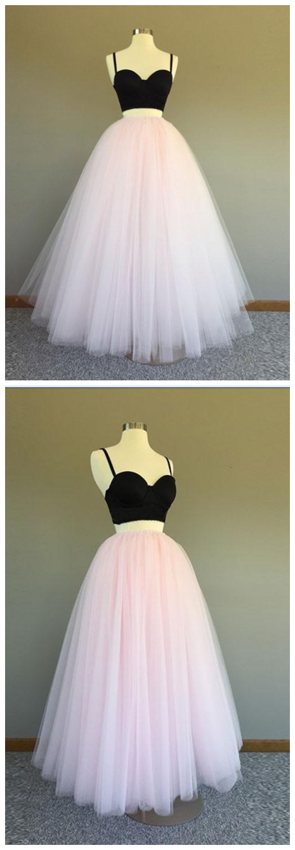 Two Pieces Light Pink Sweetheart A-Line Prom Dresses,Long Prom Dresses      fg3016