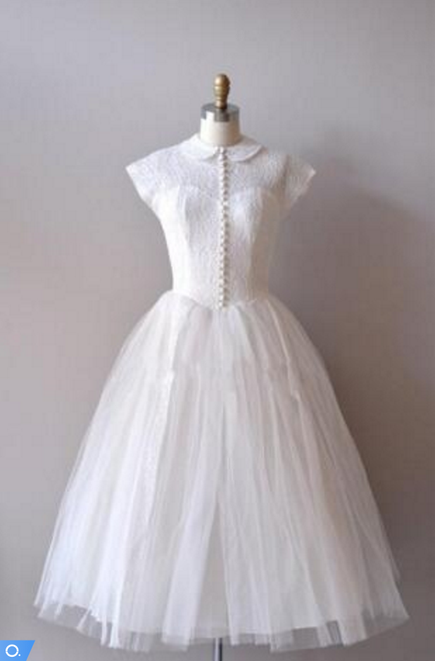 Vintage Knee-length Short Tulle Wedding Dress With Cap Sleeves And ...