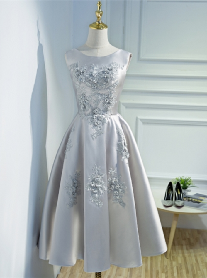 Silver Satin V Neck Homecoming Dresses on Luulla