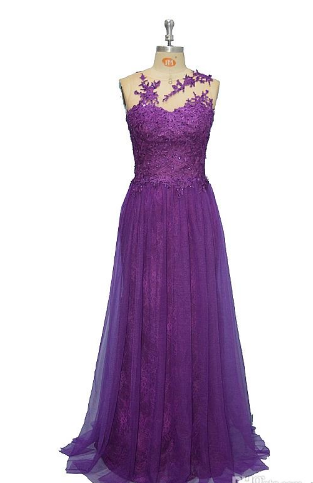 Purple A-line Party Dress, Purple Party Gown cc1000