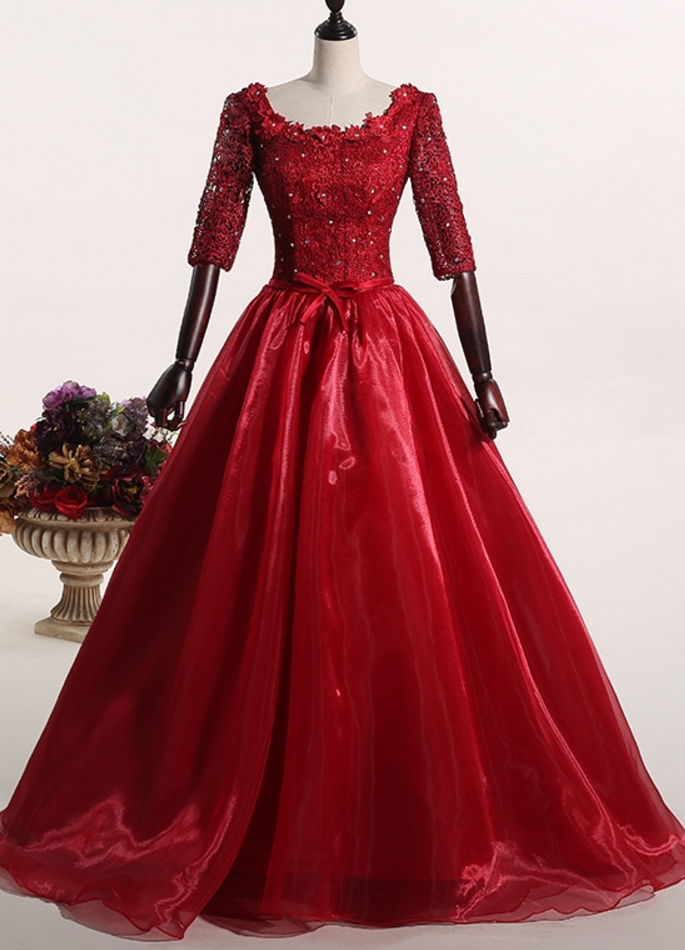 Red Dress Ah Long Lace Open Formal Dresses Crystal Night Wedding Party ...