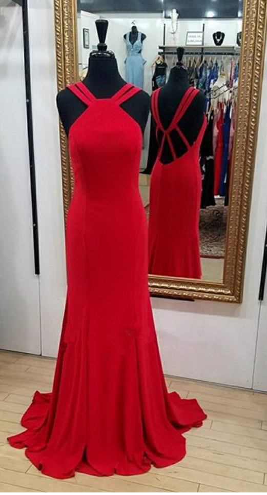 Red Backless Mermaid Prom Dress,evening Dresses ,formal Gowns,banquet ...