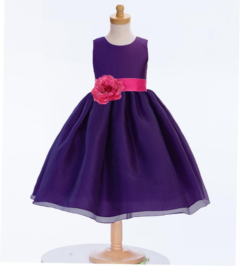 Purple Flower Girl Dress, Organza Purple Dresses, Wedding Bridesmaid ...