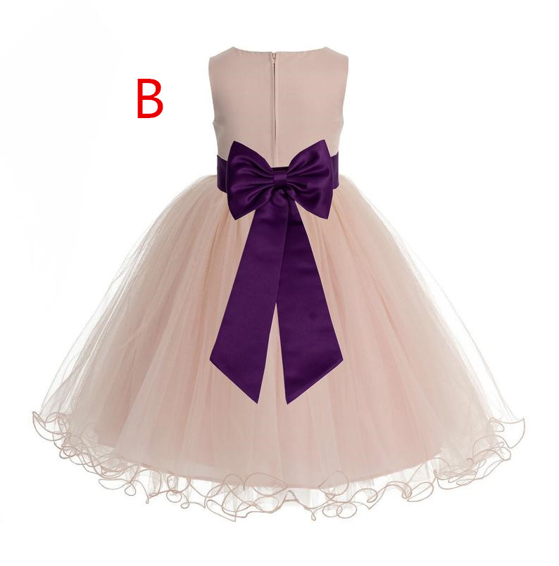 Satin Ivory Flower Girl Dress, Ivory Tulle Dress, Wedding Flower Girl