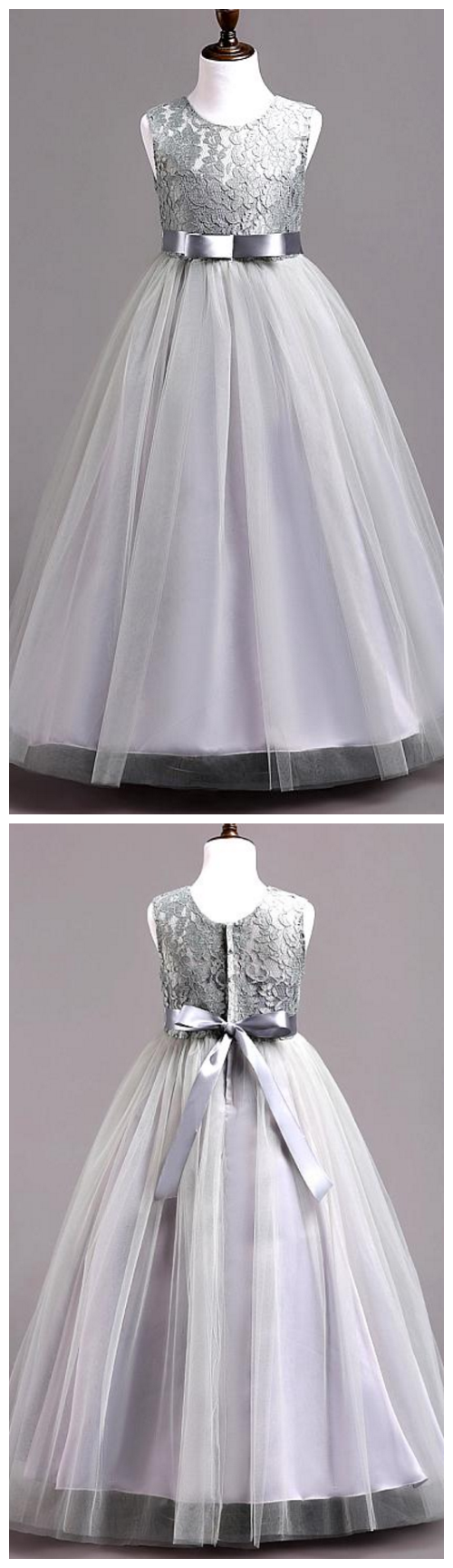 Long Sleeve Jewel A-Line Flower Girl Dress with Rhinestones and Crystals main image 1