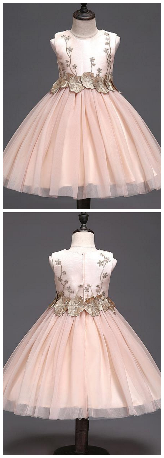 Tulle Jewel Neckline A-line Flower Girl Dress With Lace Appliques on Luulla