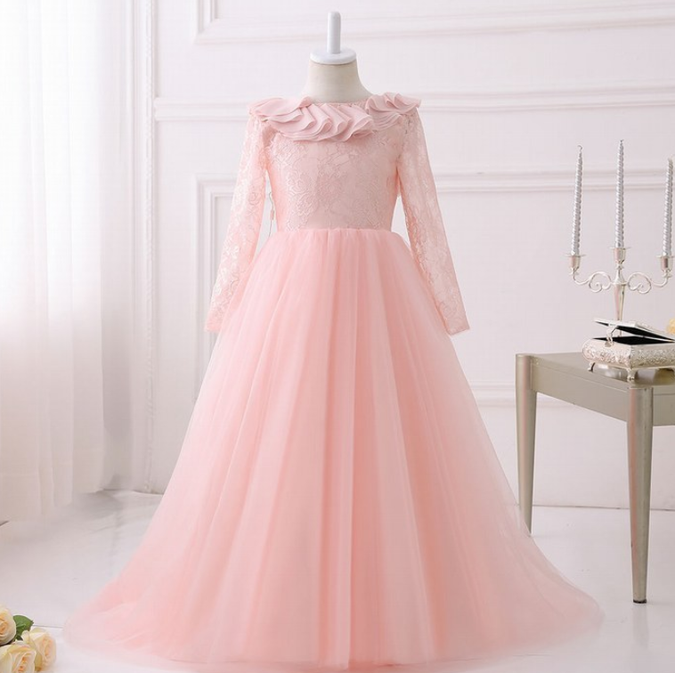 Party Formal Pink Flower Girl Dress Baby Pageant Gowns Birthday ...