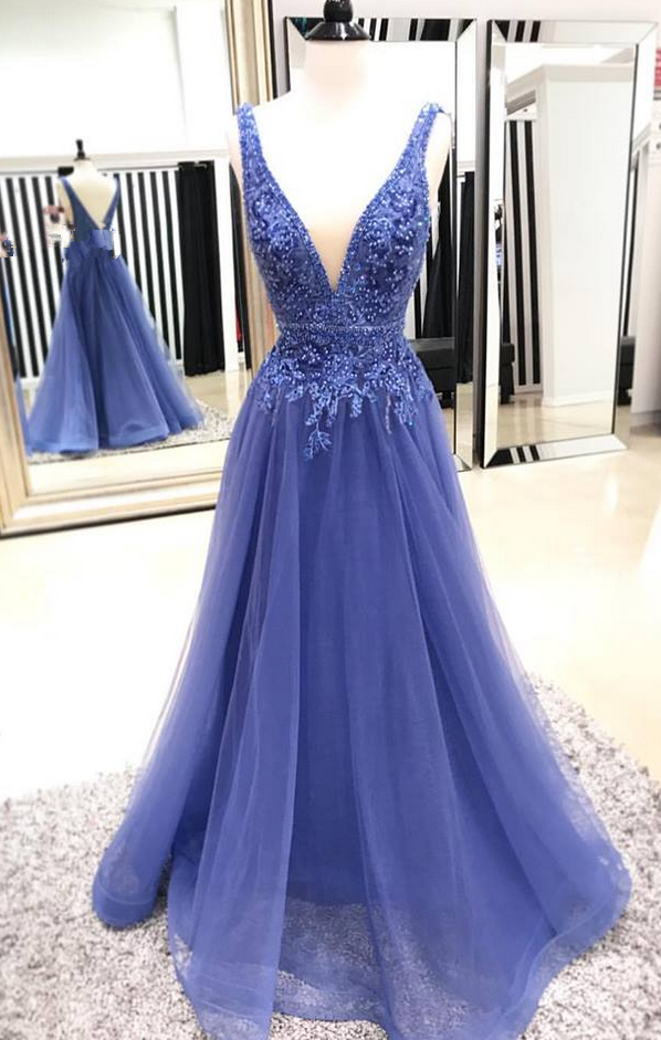 Sexy Tulle Print V-Neck Sling Halter Prom Dress Party Dress cc1651 main image 0