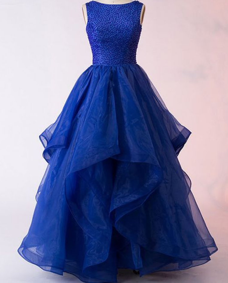 Royal Blue Tulle Backless Prom Dress, Ball Gown Formal Dress on Luulla
