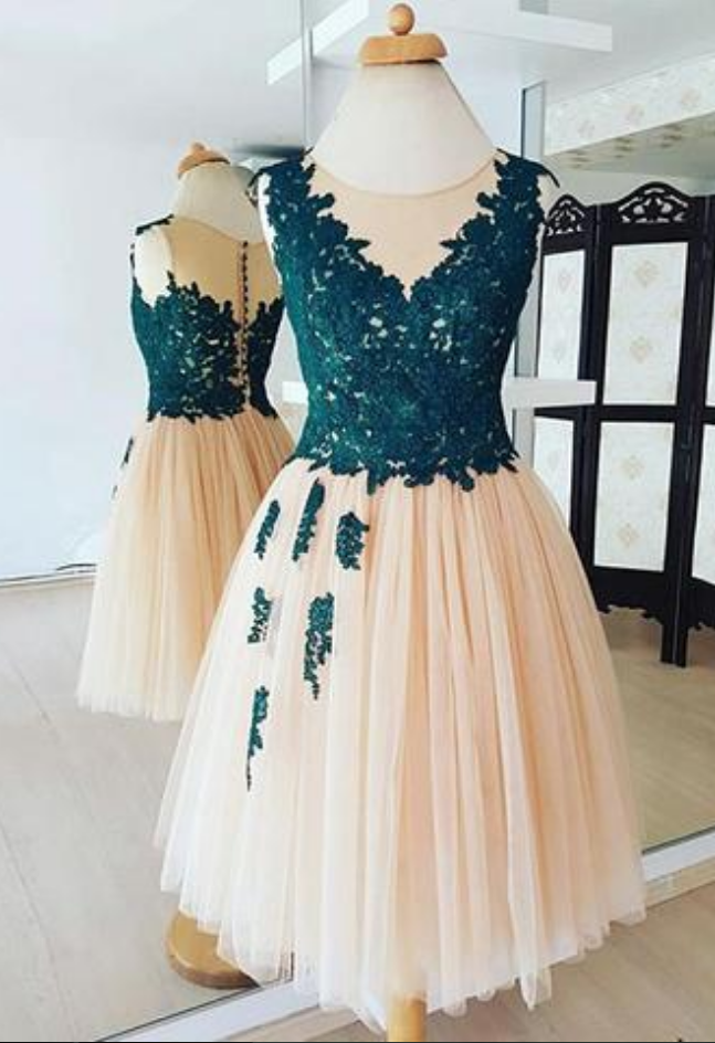 Champagne Strapless Beads Short Prom Dress Tulle Homecoming Dress