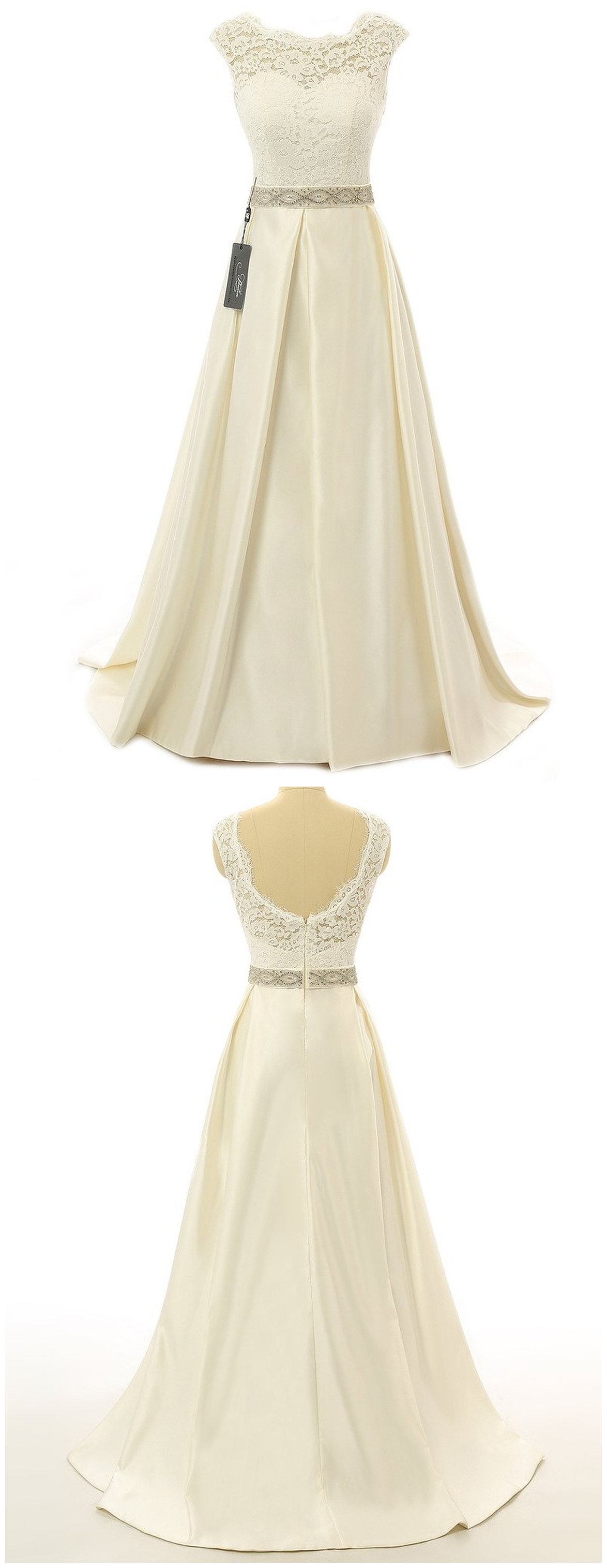 Bow Off-the-Shoulder Floor-length A-Line Satin Dress Ivory main image 1