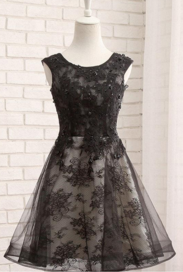 Black Lace Short Prom Dress, Black Evening Dres on Luulla