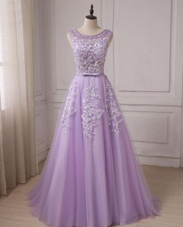 Lavender Tulle Lace Applique Long Teen Party Dress on Luulla