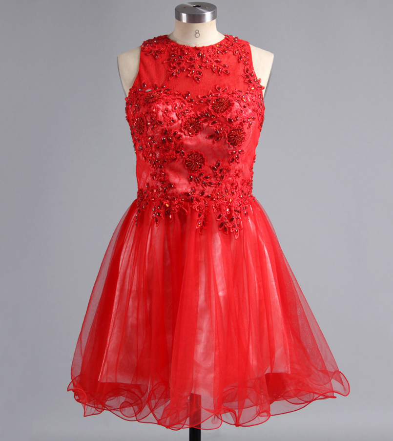Mini V Neck Homecoming Dress With Pearls, Gorgeous Appliques Short ...