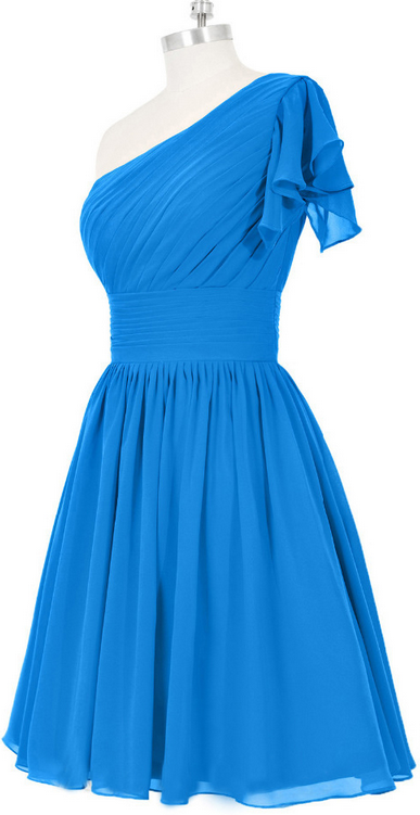 One Shoulder Bridesmaid Dress With Ruffles, Short Gowns For Bridesmaid ...