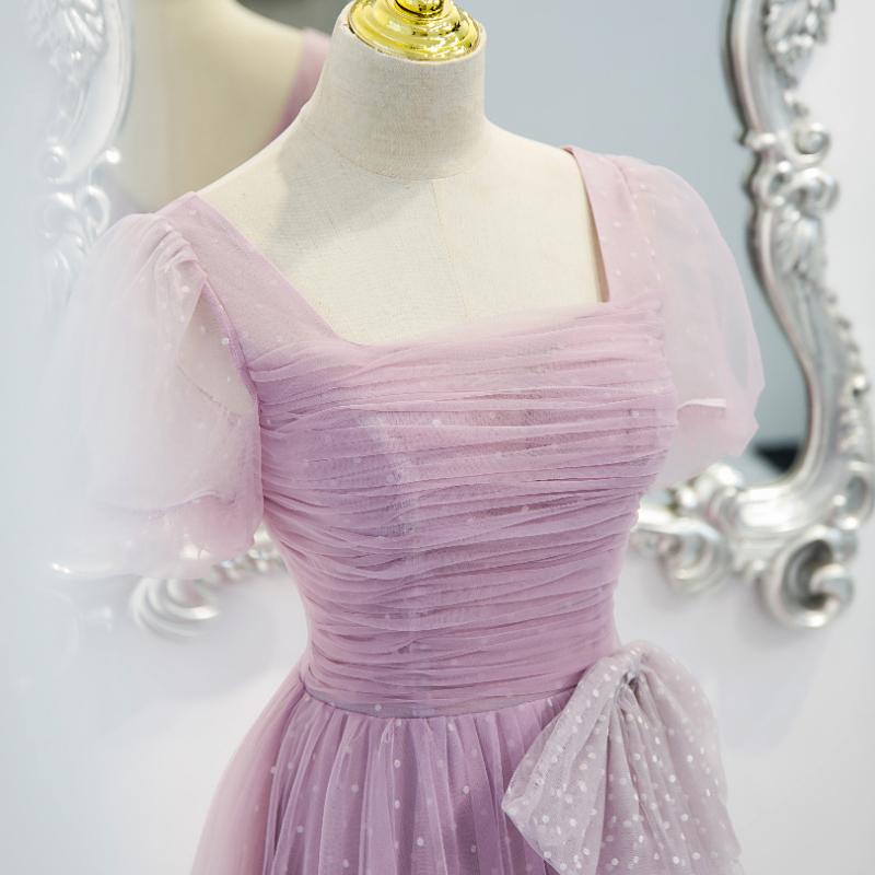 A-Line/Princess Short Sleeves Off-the-Shoulder Evening Dresses With Pleats