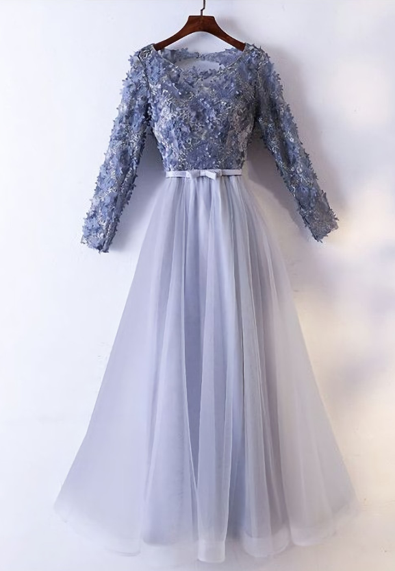 Long Sleeve Maxi Tulle Column Regular Prom Dress efl8172