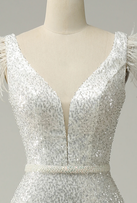 Elegant V Neck Sequins Formal Prom Dress, Beautiful Prom Dress, Banquet ...