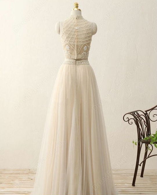 Elegant Sweetheart Two Piece Tulle Formal Prom Dress Beautiful Prom