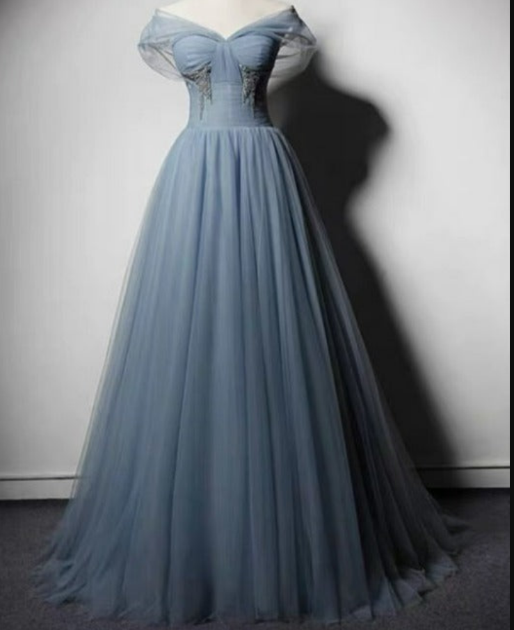 Beaded Tulle Long Prom Dresses,Winter Formal Dresses,DS3675 main image 1