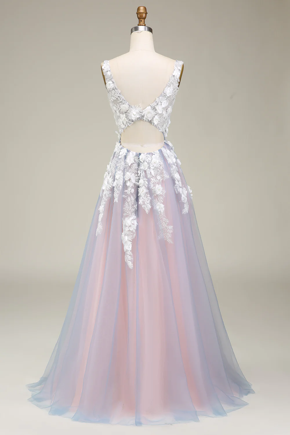 Gorgeous Gray V-Neck A-Line Long Prom Dress Ideas, Evening Party Dresses, OLP1284 main image 1