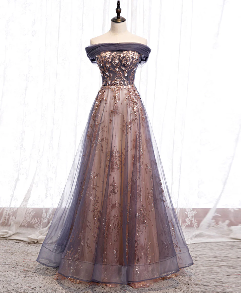 Prom Dress,unique Tulle Off Shoulder Lace Long Prom Dress Lace Formal ...