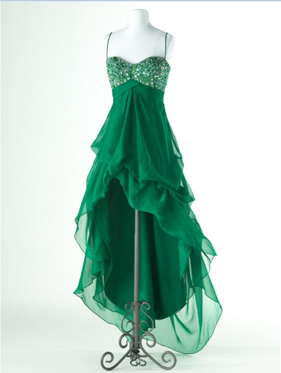 Charming Prom Dresses,Hi-Low Prom Dress,Spaghetti Straps Prom Dress